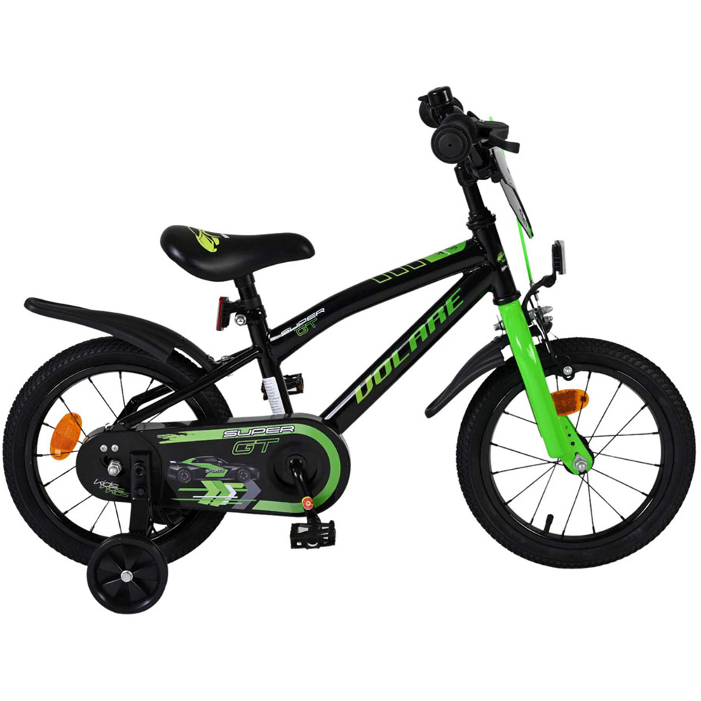 Volare Super GT Kids 14 inch Green Bike with Stabilisers Image 6