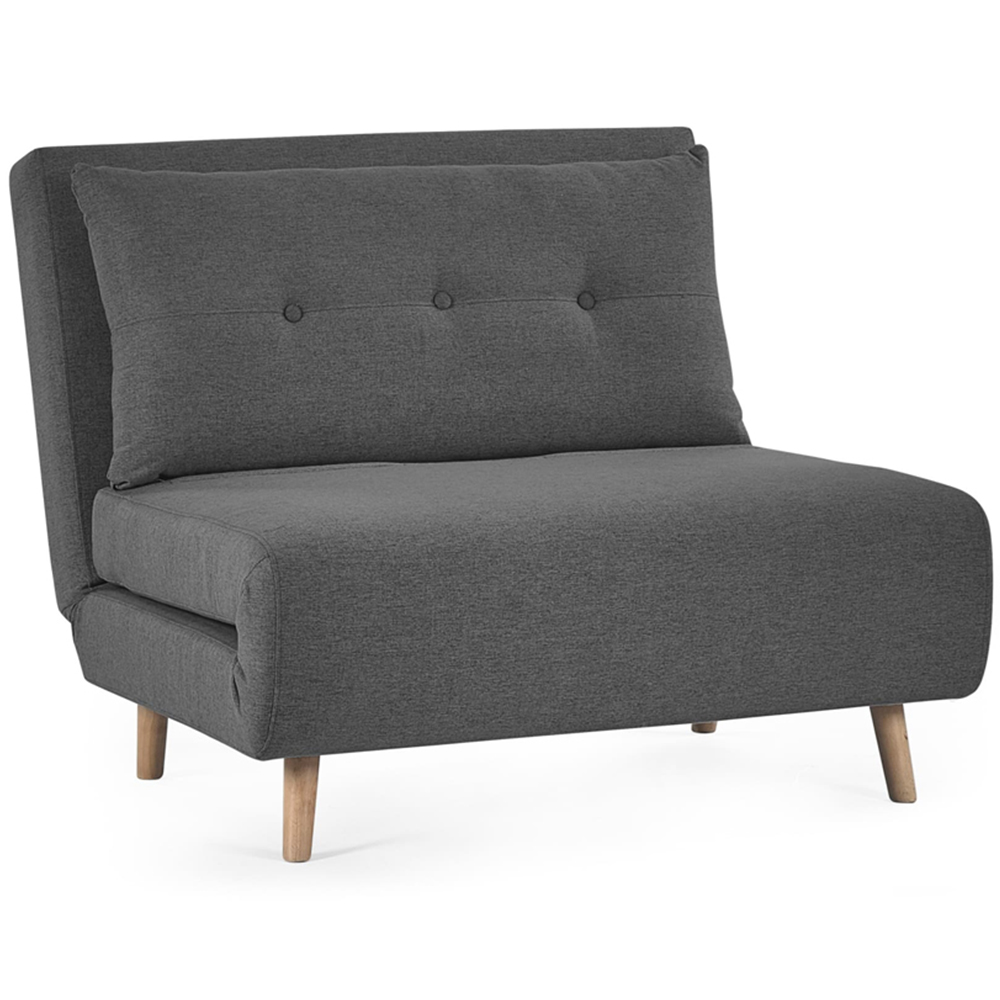 Julian Bowen Rowan Single Seater Mid Grey Button-Tufted Sofa Bed Image 2