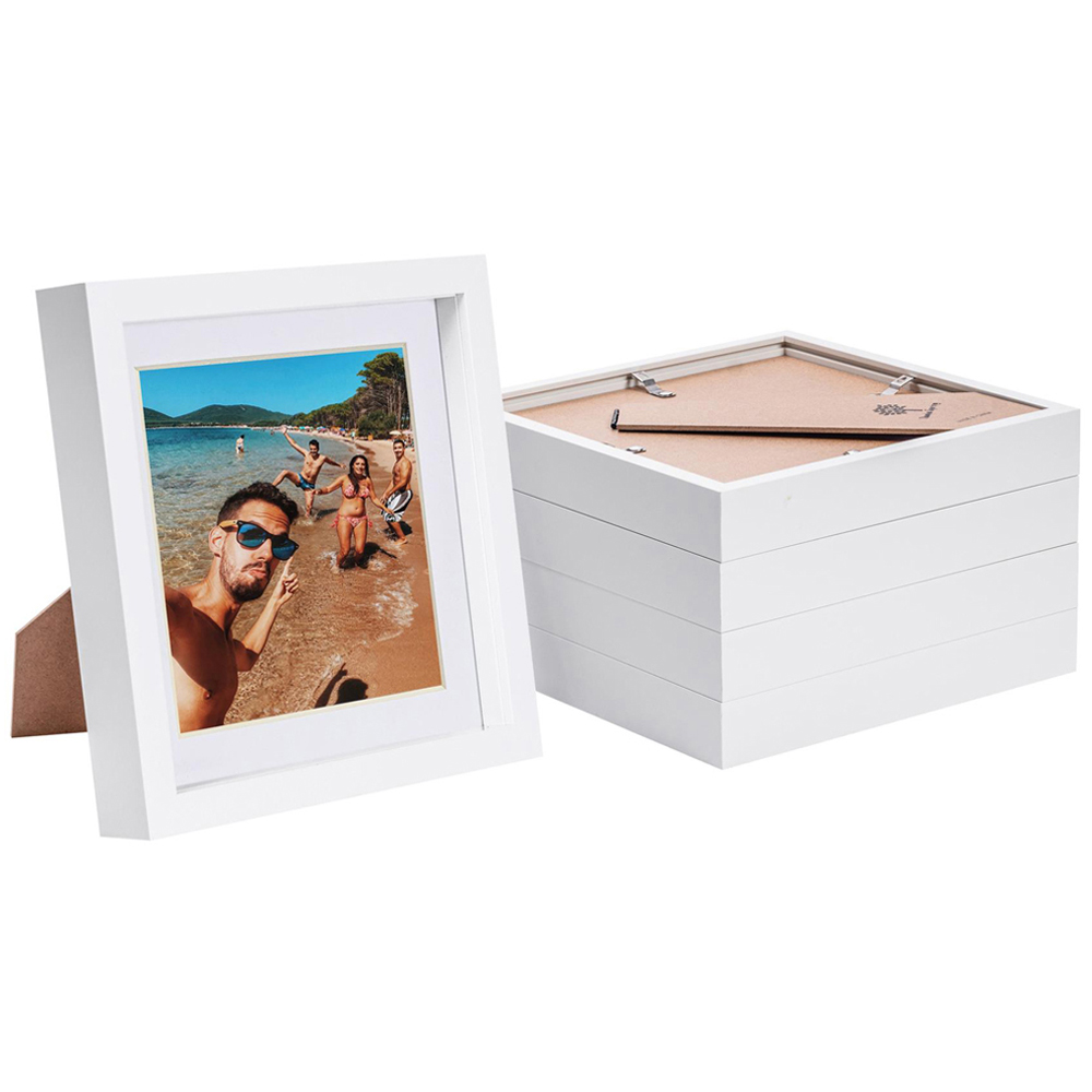 Nicola Spring White 3D Box Photo Frame 8 x 8 inch 5 Pack Image 1