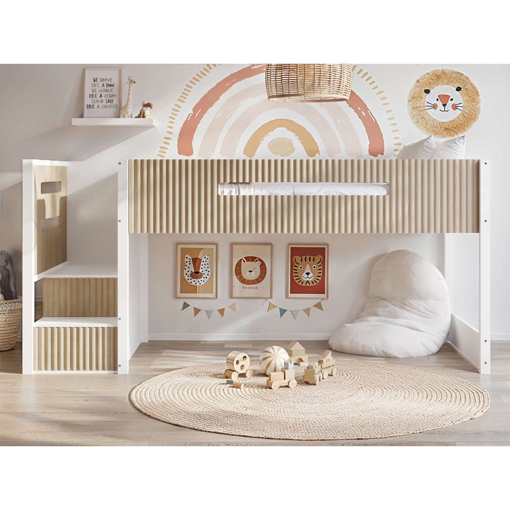 Flair Luca White and Oak Ribbed Mid Sleeper Image 6