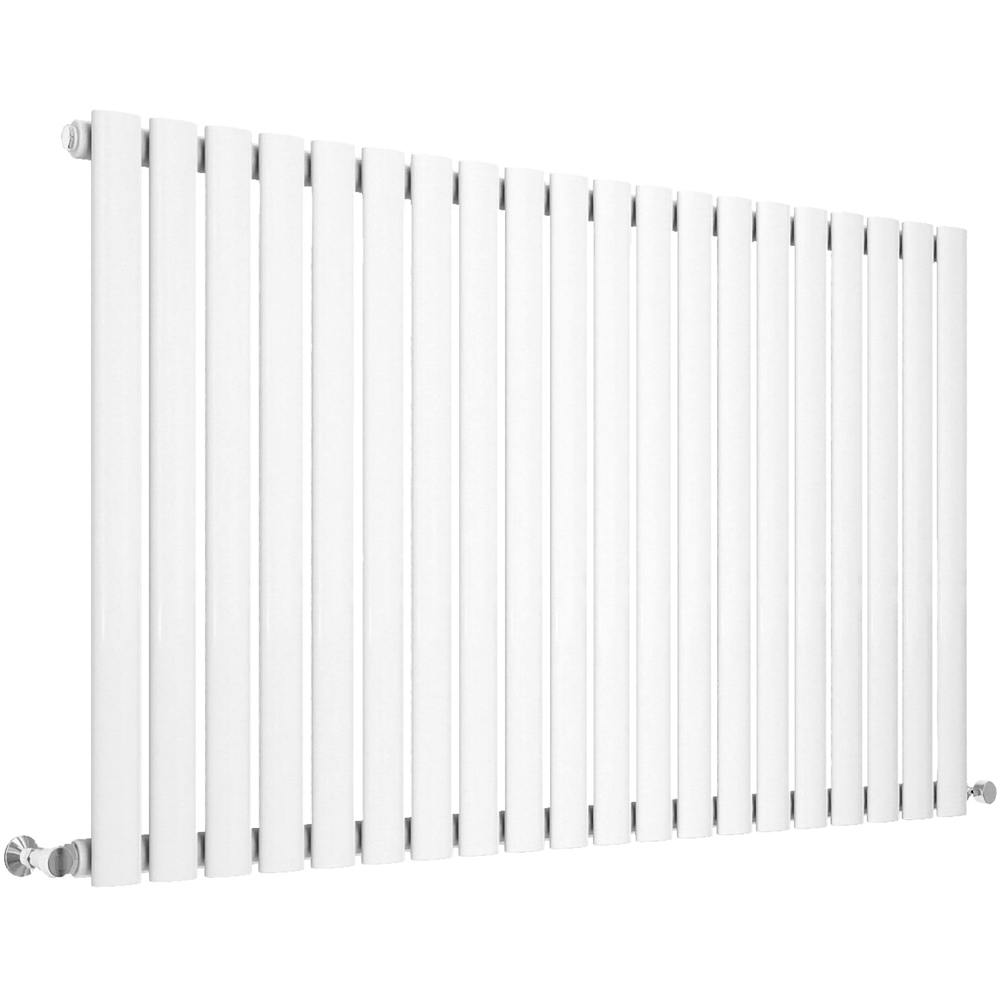 Stech Homes 3072 BTU White Single Panel Horizontal Oval Column Radiator 600 x 1180mm Image 1
