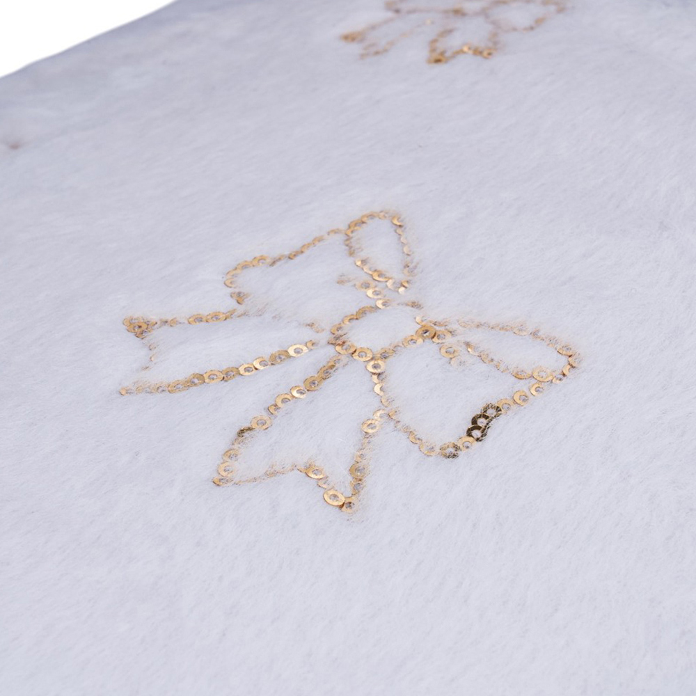 Gold Sparkly Bow Tree Skirt White Image 4