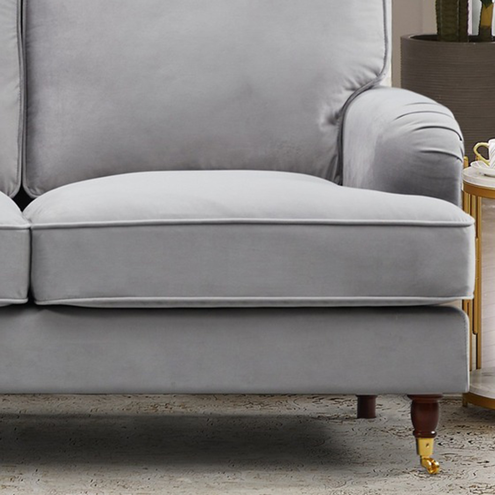 Woodbury 3 Seater Grey Velvet Sofa Image 3
