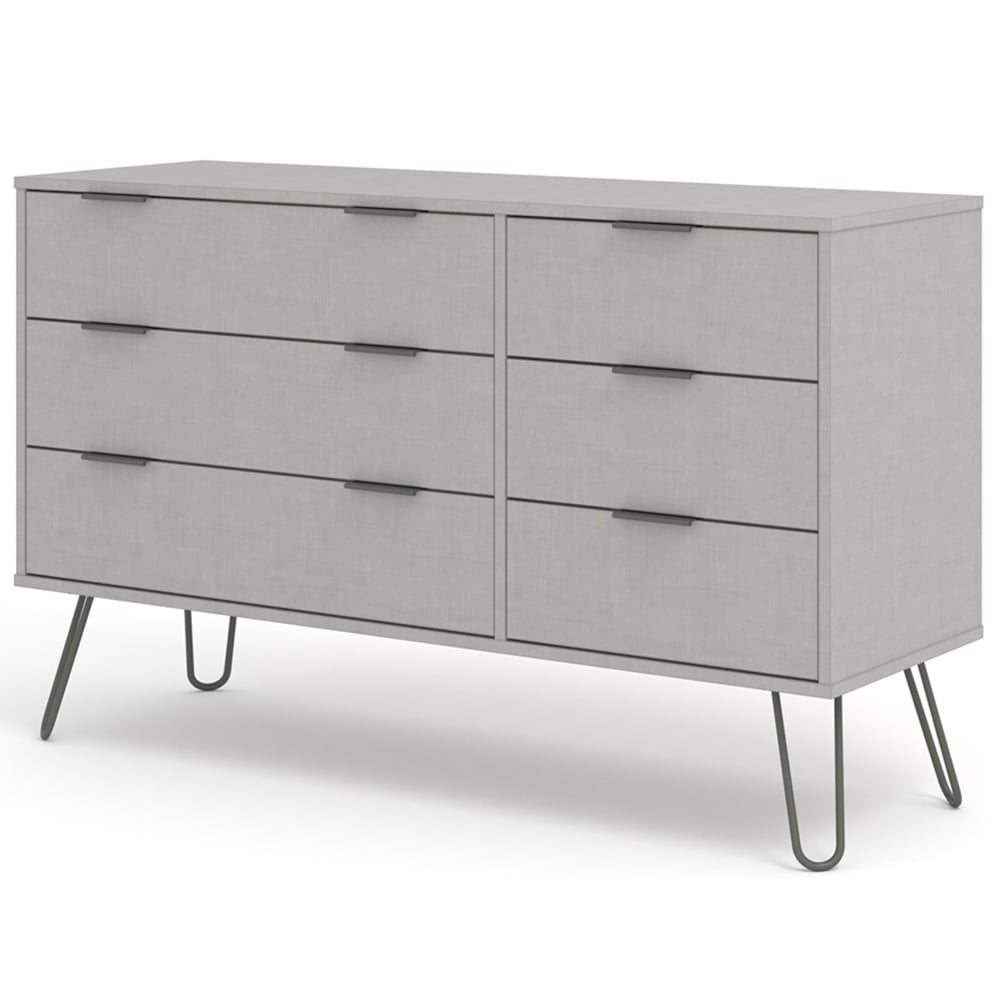 Augusta 6 Drawer Grey Wide Chest of Drawers Image 2
