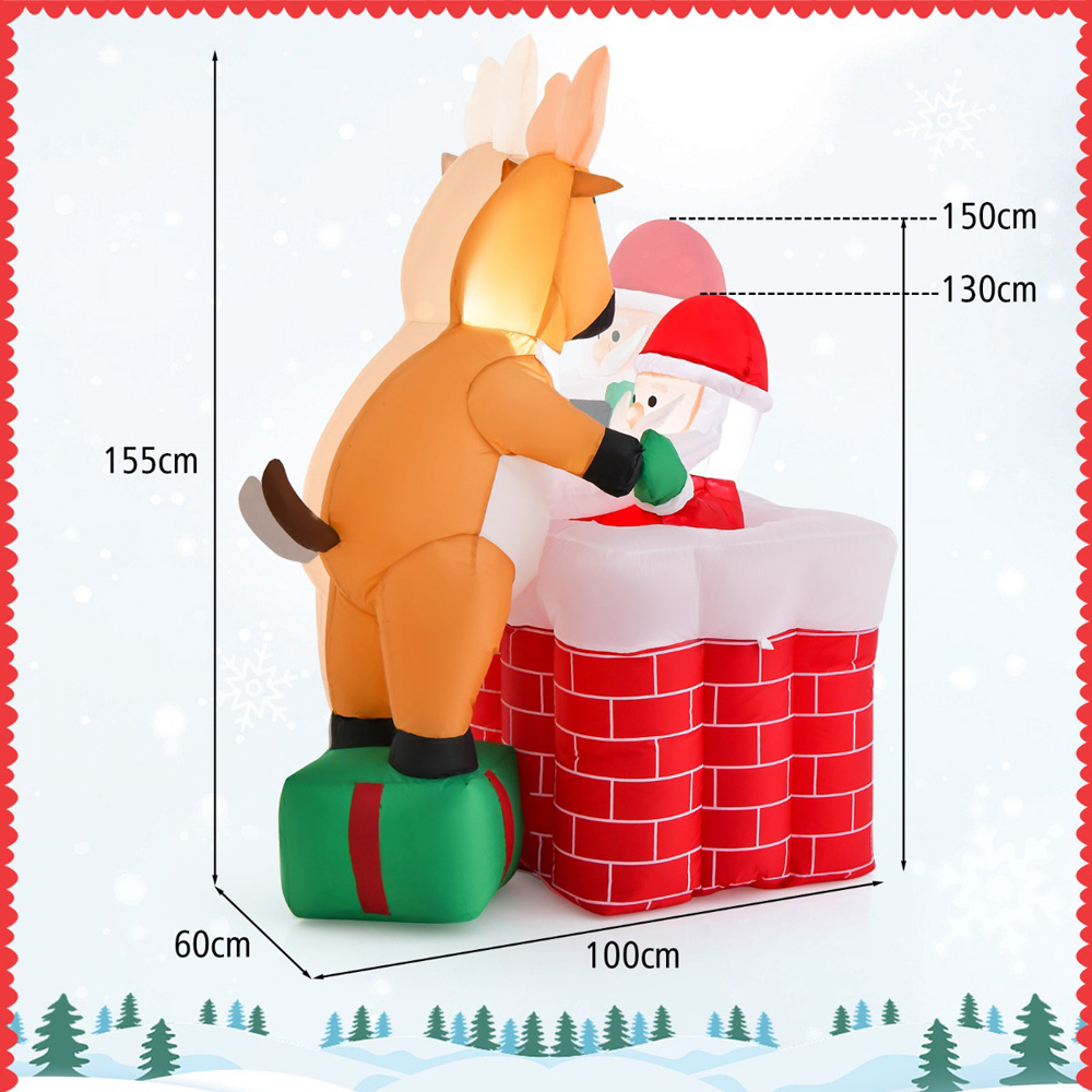 Costway Liftable Santa Claus Climbing Chimney LED Inflatable Christmas Decoration 5 x 3.2 x 2ft Image 9