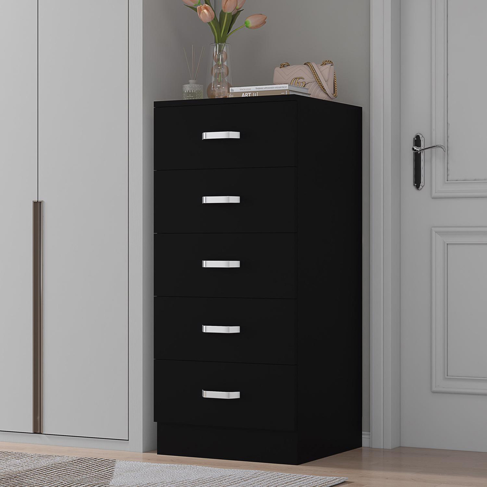 FWStyle Tunis Matt Black 5 Drawer Slim Chest Image 6