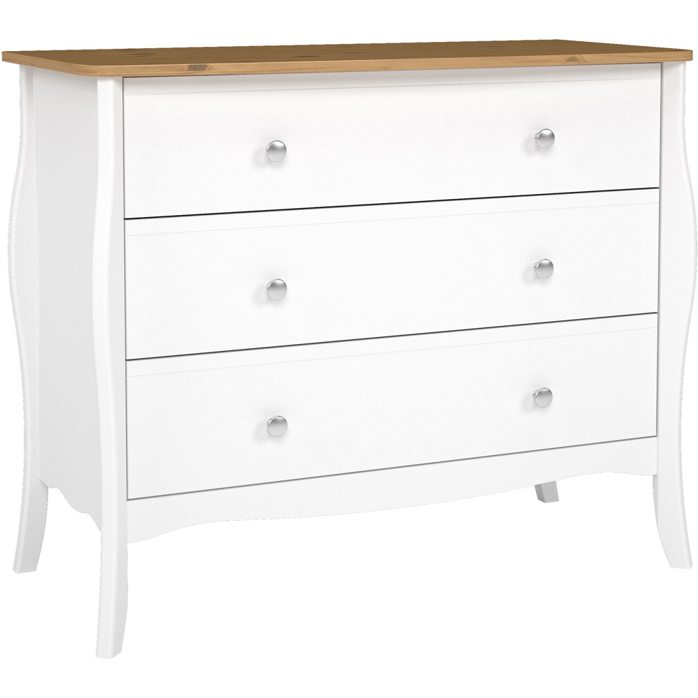 Florence Baroque 3 Drawer Pure White Iced Coffee Lacquer Wide Chest of Drawers Image 2