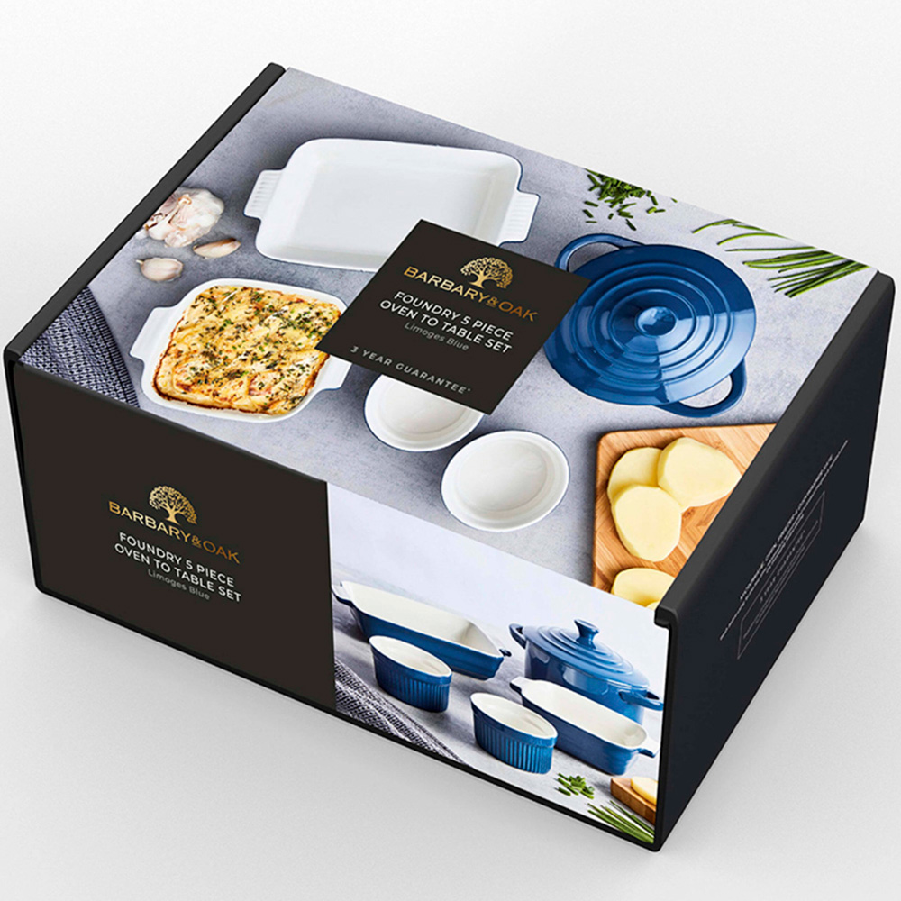 Barbary and Oak Set of 5 Limoges Blue Ceramic Ovenware Gift Set Image 7