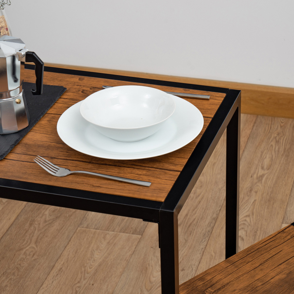 Harbour Housewares 2 Seater Compact Dining Set Brown and Black Image 5