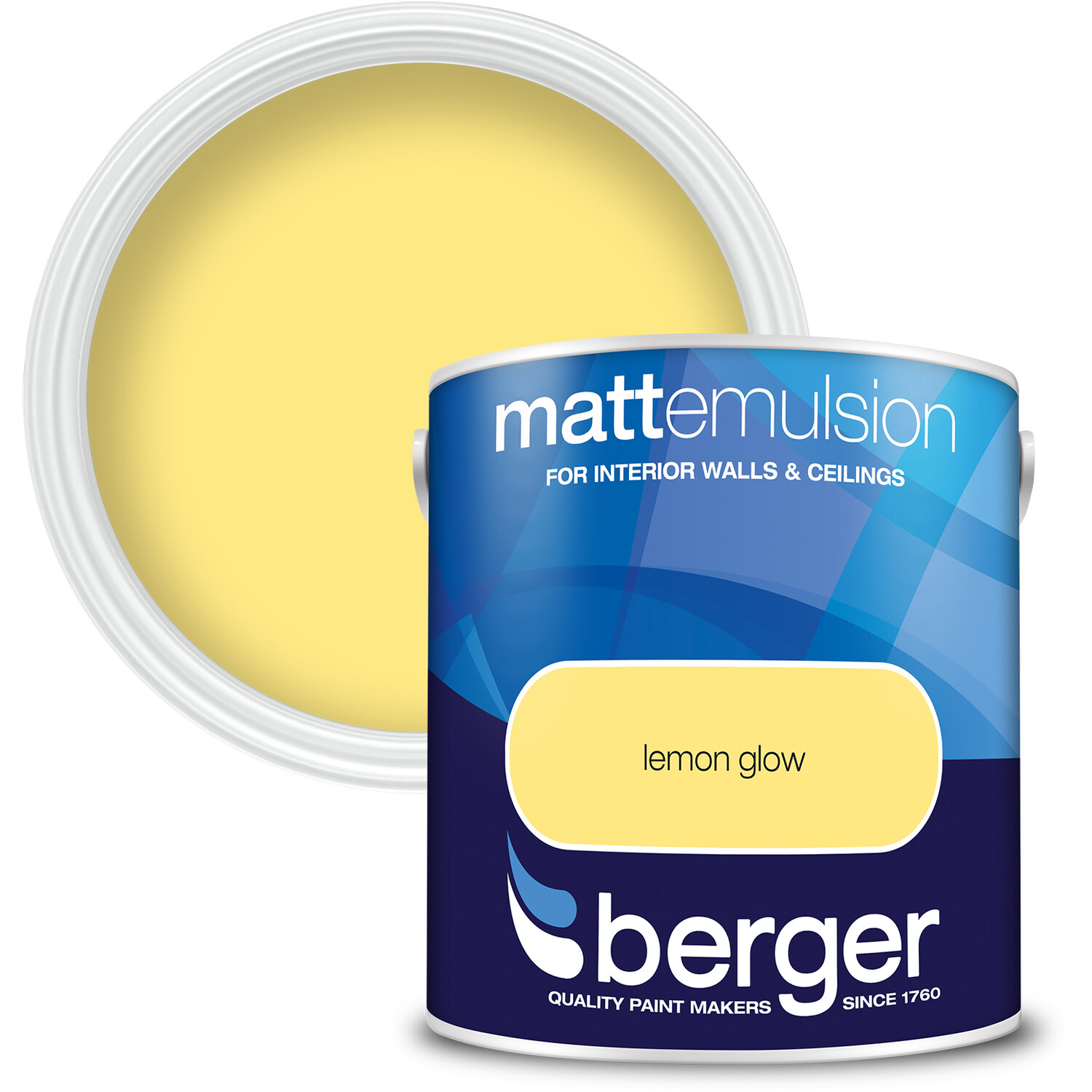 Berger Walls & Ceilings Lemon Glow Matt Emulsion Paint 2.5L Image 1