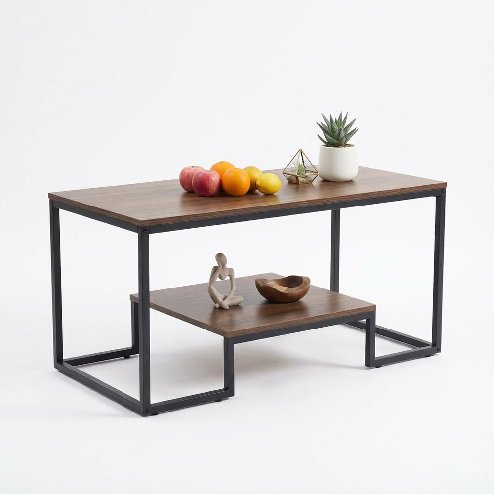 Alivio Single Shelf Brown Modern Industrial Coffee Table Image 2