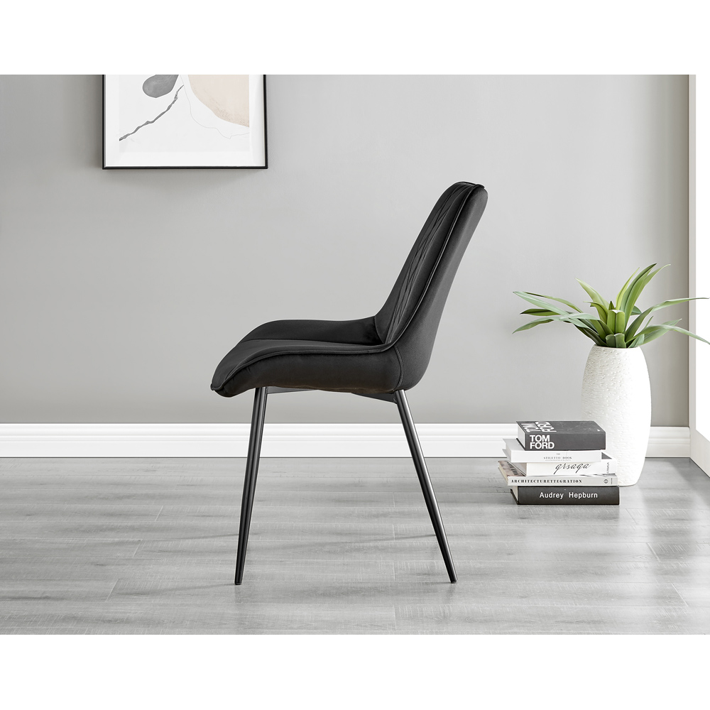 Furniturebox Cesano Set of 2 Black Velvet Dining Chair Image 4
