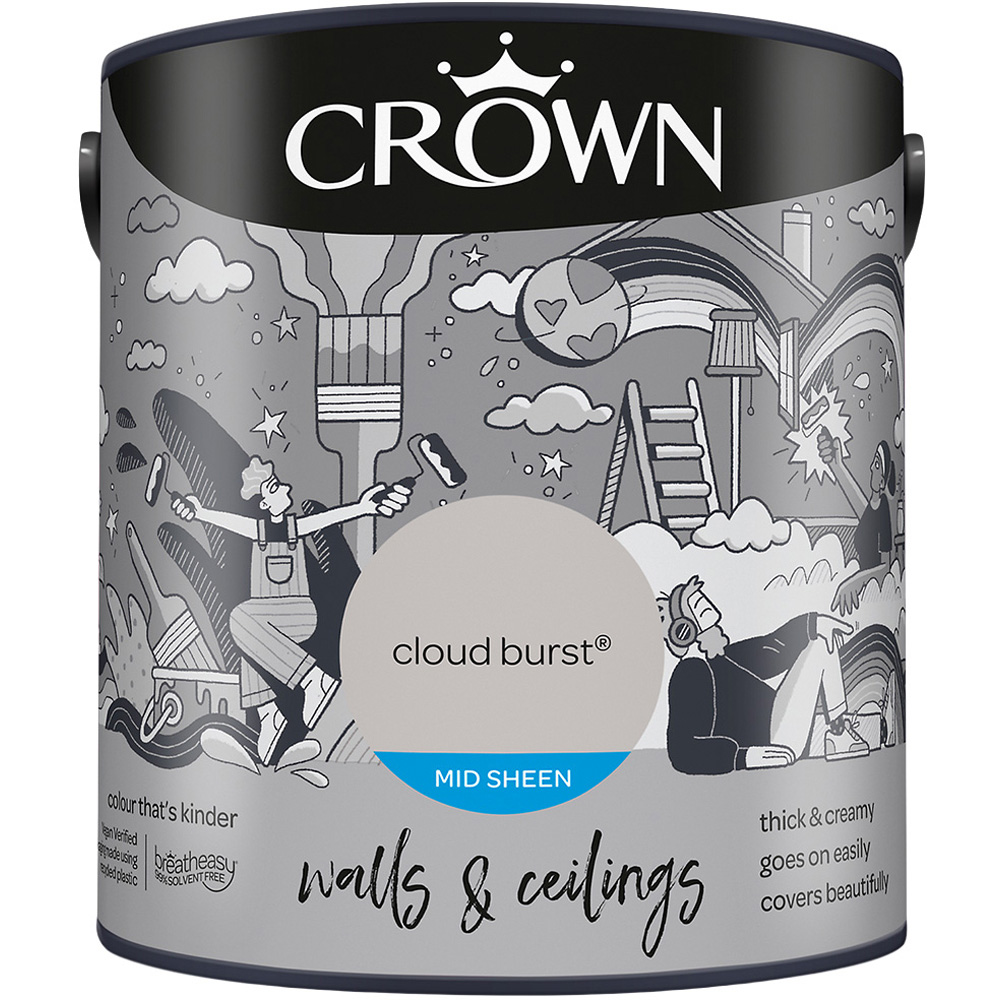 Crown Walls and Ceilings Mid Sheen Emulsion Cloud Burst 2.5l Image 2