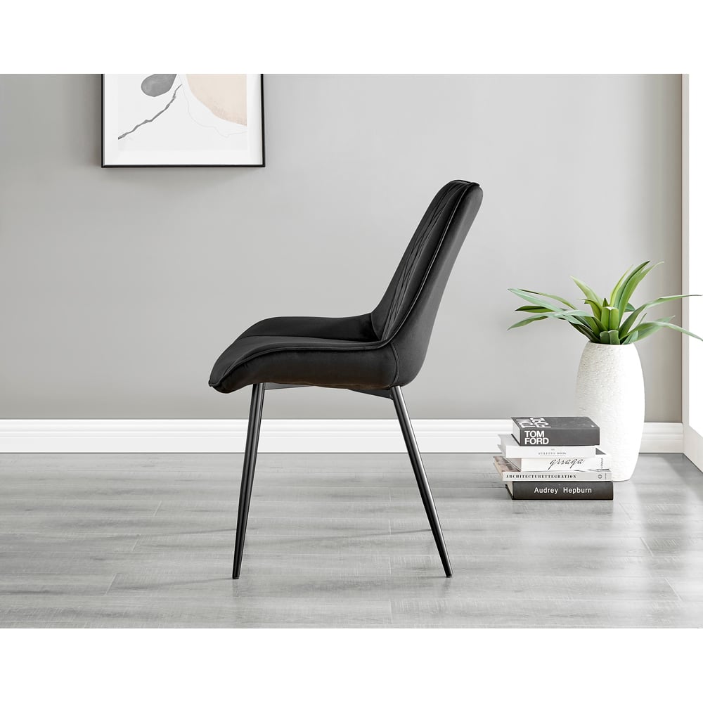 Furniturebox Fira Cesano 4 Seater Round Dining Set Black Image 7