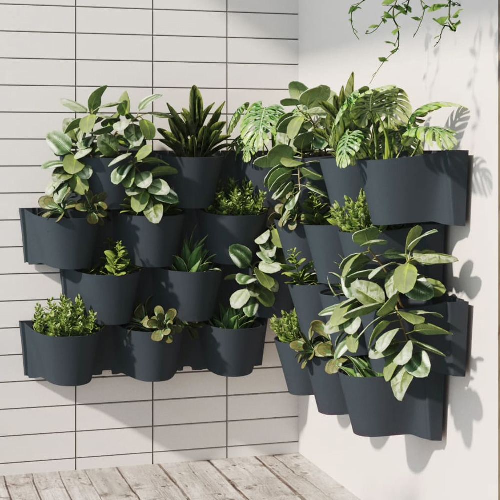 vidaXL Anthracite Polypropylene Garden Planter 750ml 12 Pack Image 7