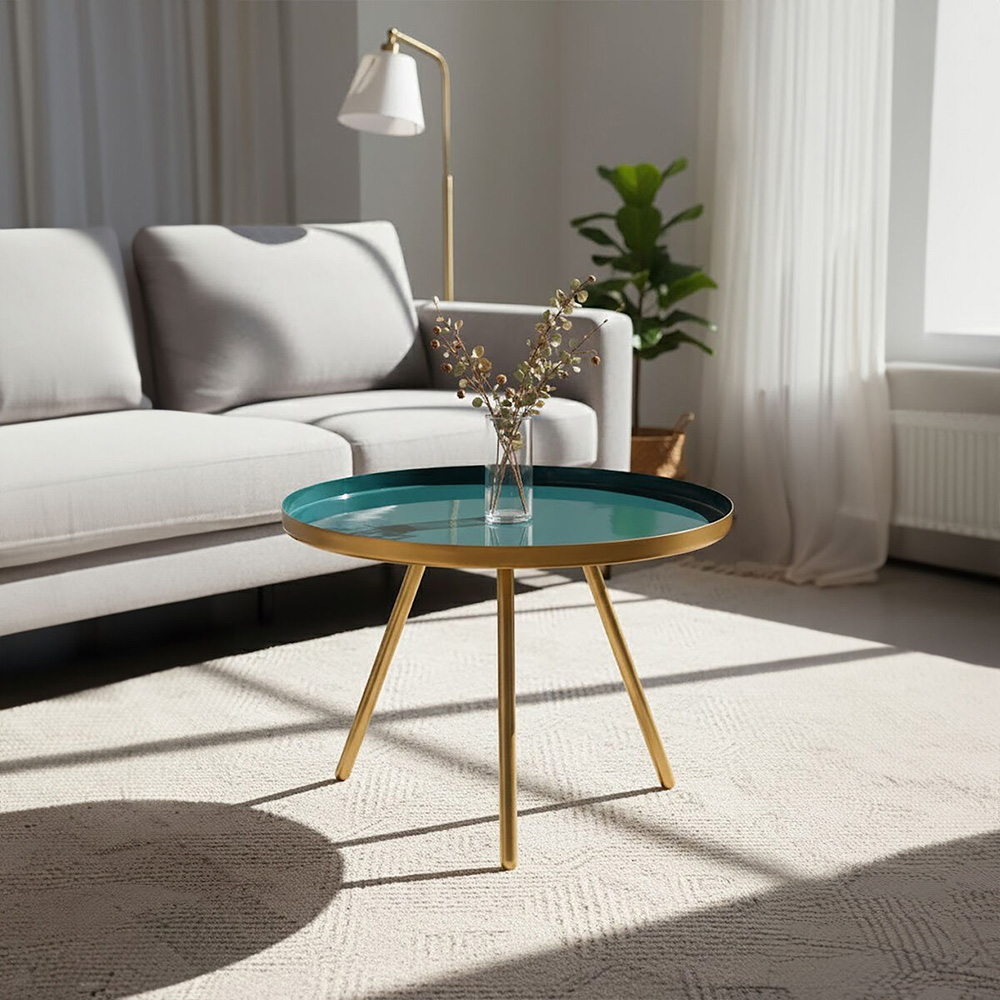 Premier Housewares Enox Diesel Green and Gold Large Coffee Table Image 3