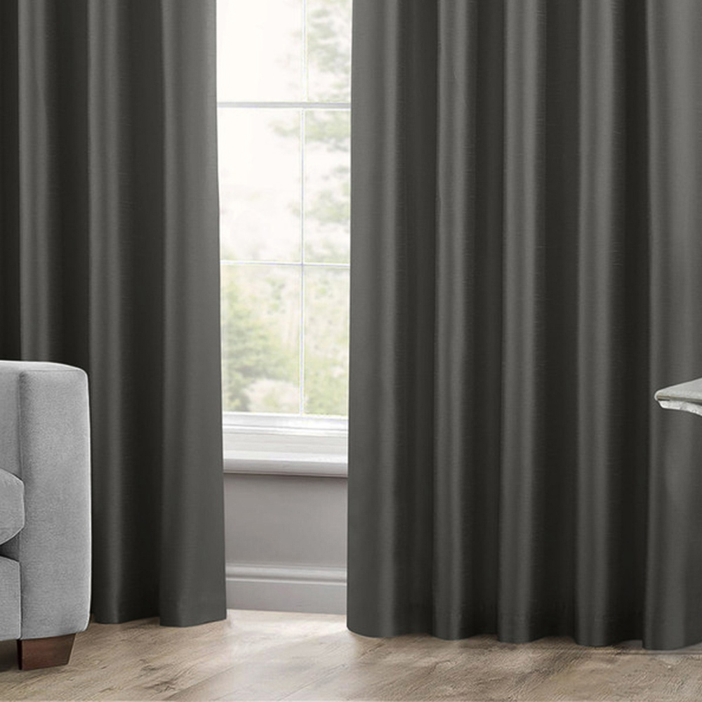 Intimates Faux Silk Charcoal Curtains 168 x 189cm Image 3