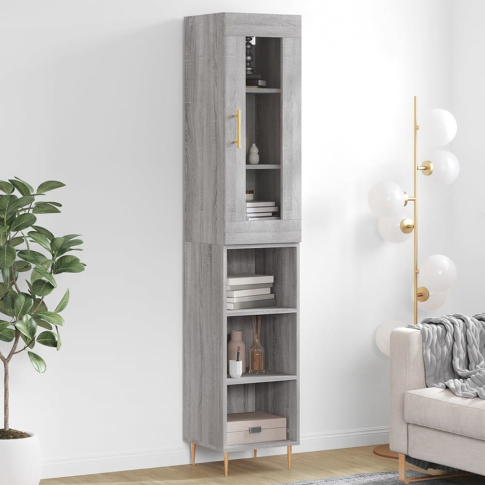 vidaXL Single Door 3 Shelf Grey Sonoma Highboard Image 1