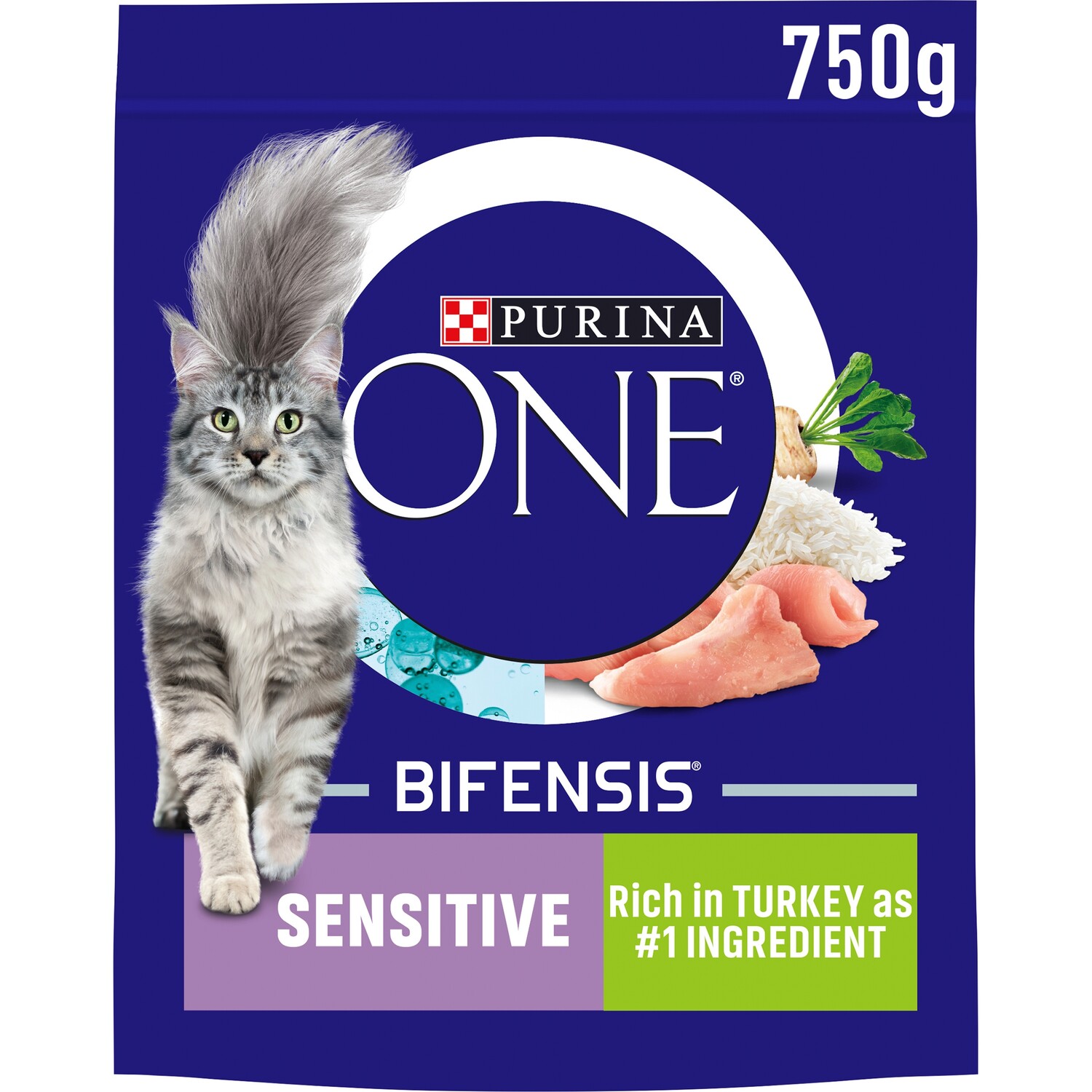 Purina One Sensitive Turkey Dry Cat Food 750g Image 1