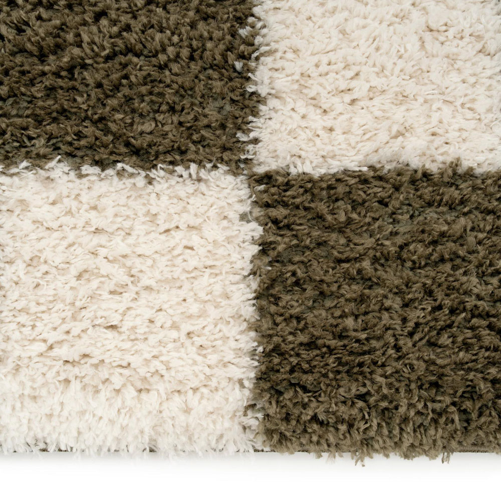 Kukoon Checkers Josie Olive Green and Cream Checkerboard Soft Rug 160 x 230cm Image 6