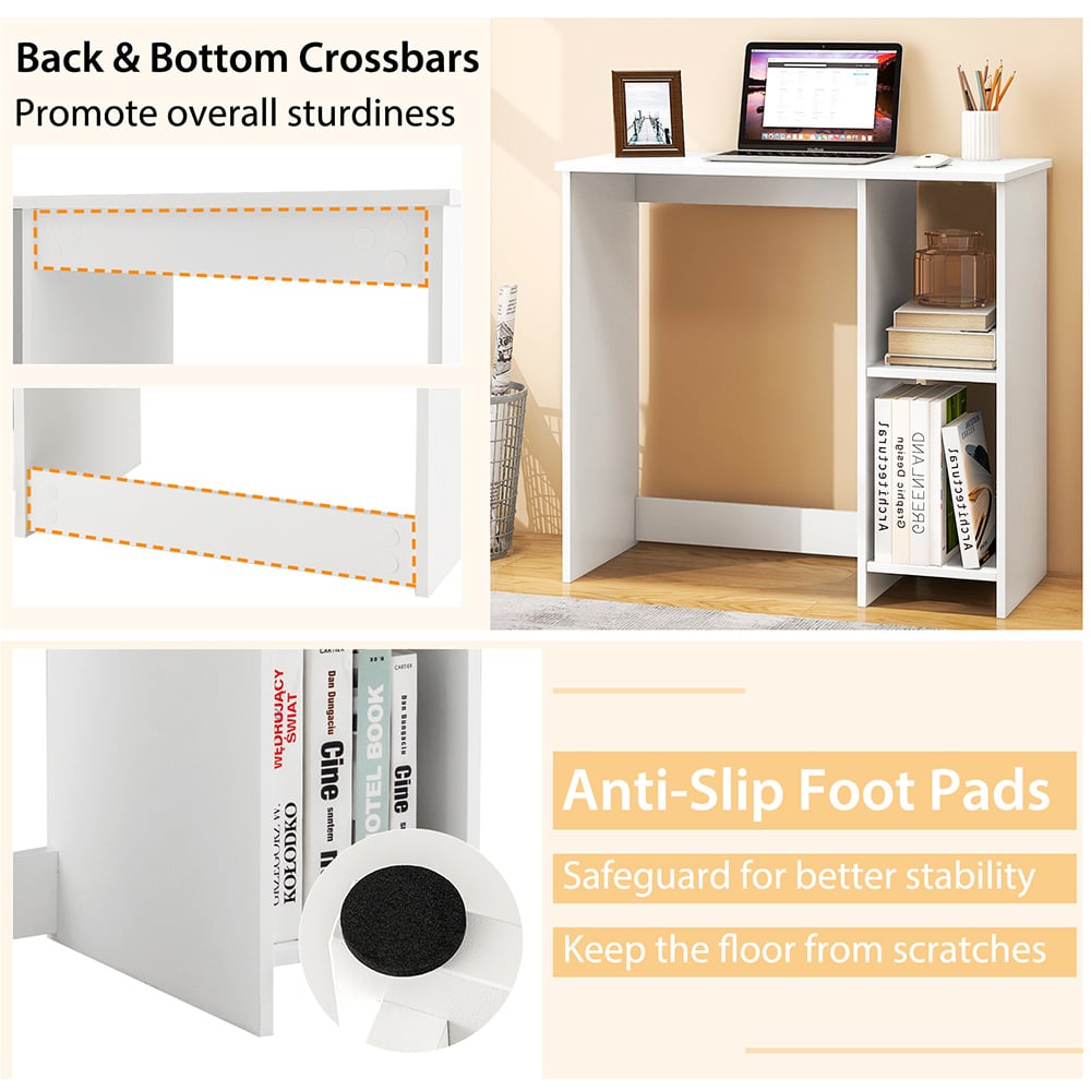 Costway 2 Shelf Small Computer Desk White Image 7