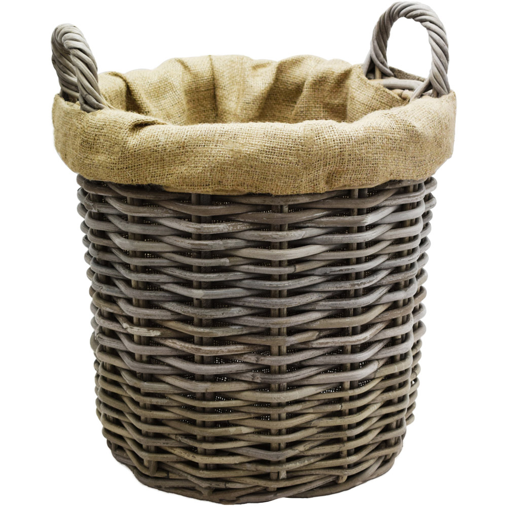 Ivyline Natural Wicker Round Lined Log Basket 35cm Image 1