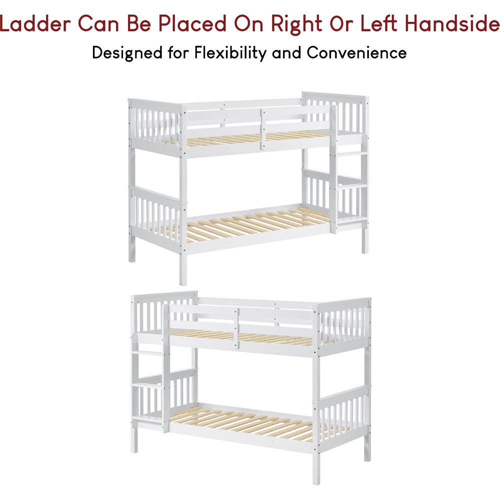 VIDA DESIGNS Milan Single White Bunk Bed with Foam Mattress Image 5