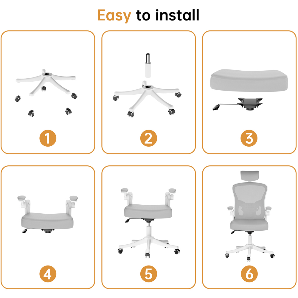 Rattrix Grey Mesh Height Adjustable Ergonomic Office Chair with Flip-Up Arms and Lumbar Support Image 5