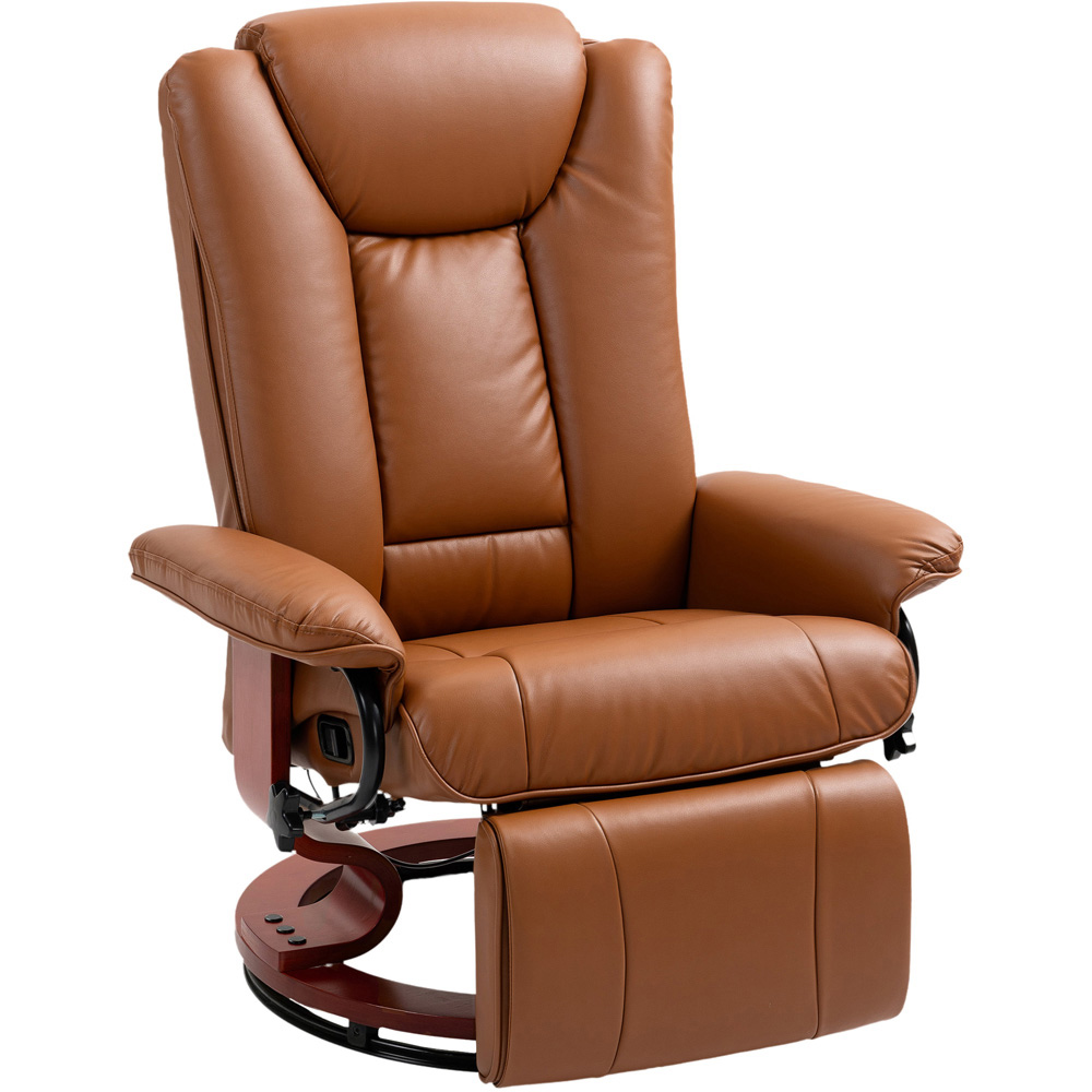 Portland Brown PU Leather Reclining Armchair with Footrest Image 2
