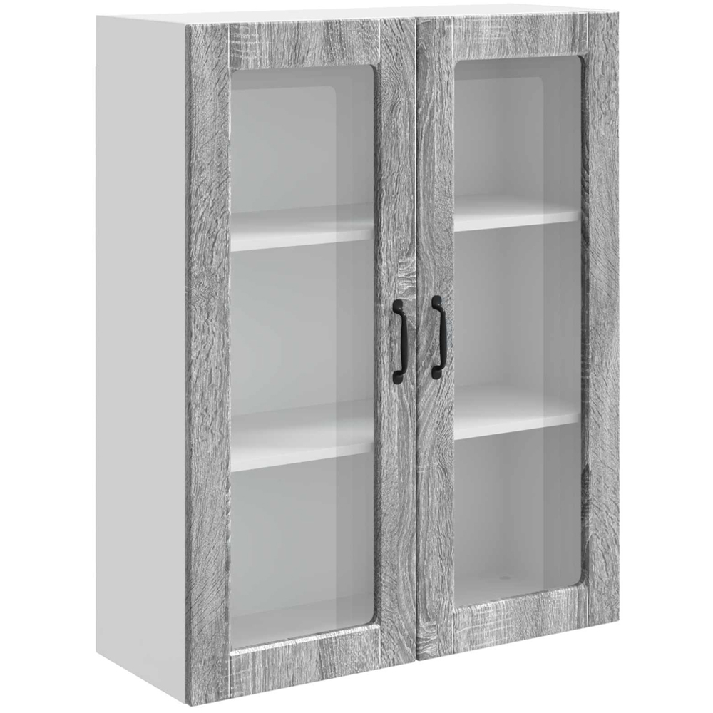 vidaXL 2 Glass Door Grey Sonoma Kitchen Wall Cabinet Image 2