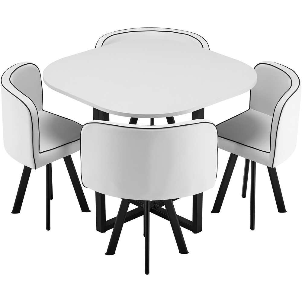Comfy Living Metal 4 Seater Dining Set White Image 2