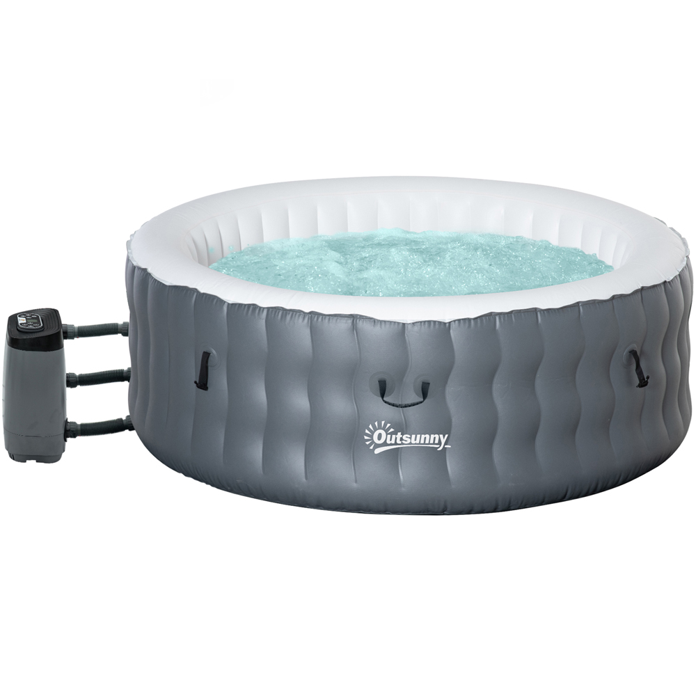 Outsunny Light Grey Round Inflatable Hot Tub with Pump Image 1