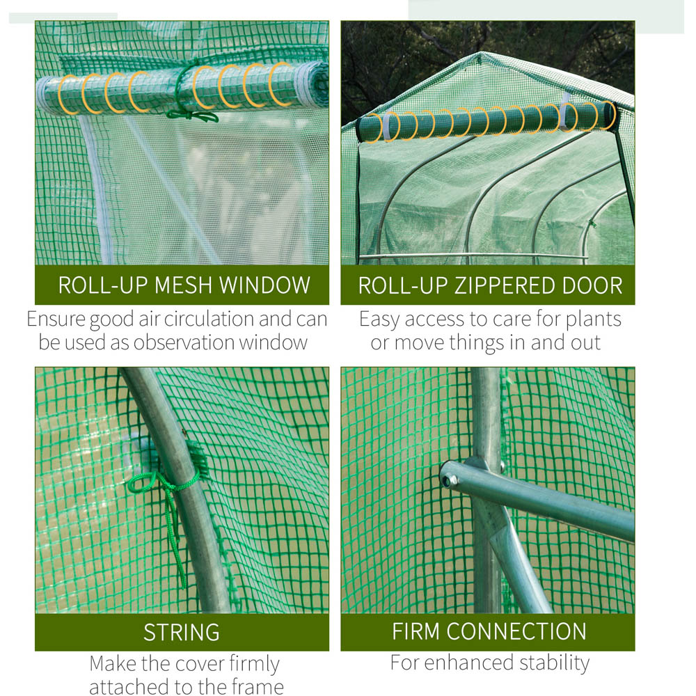 Outsunny Green Steel 13 x 6.5ft Walk In Polytunnel Greenhouse Image 6