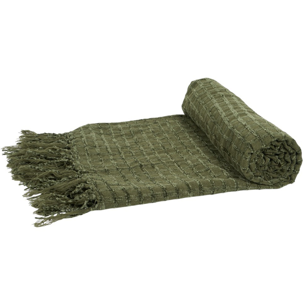 Chenille Check Throw - Emerald Image 4