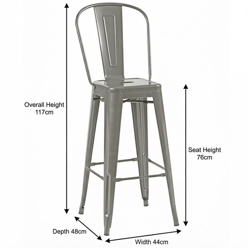 FWStyle Silver Gloss Metal Bar Chair 4 Pack Image 6