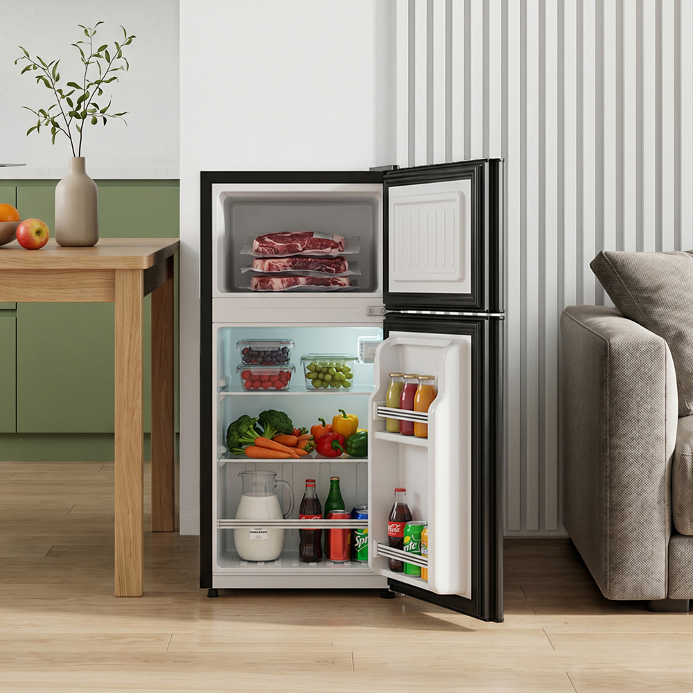 Airoa EK110055 Black 51L Freestanding Top Freezer Fridge with Dual Zones Image 7