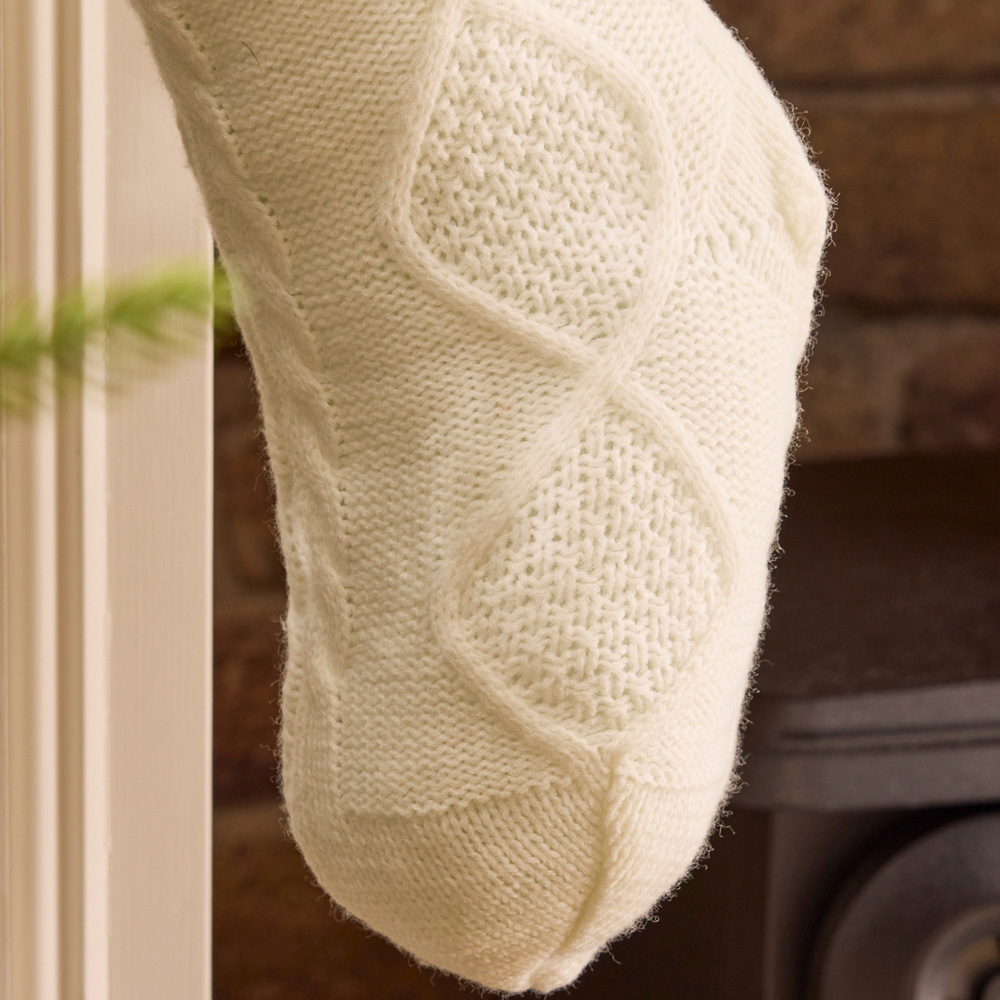 Dibor Ivory Chunky Knit Christmas Stocking Image 3