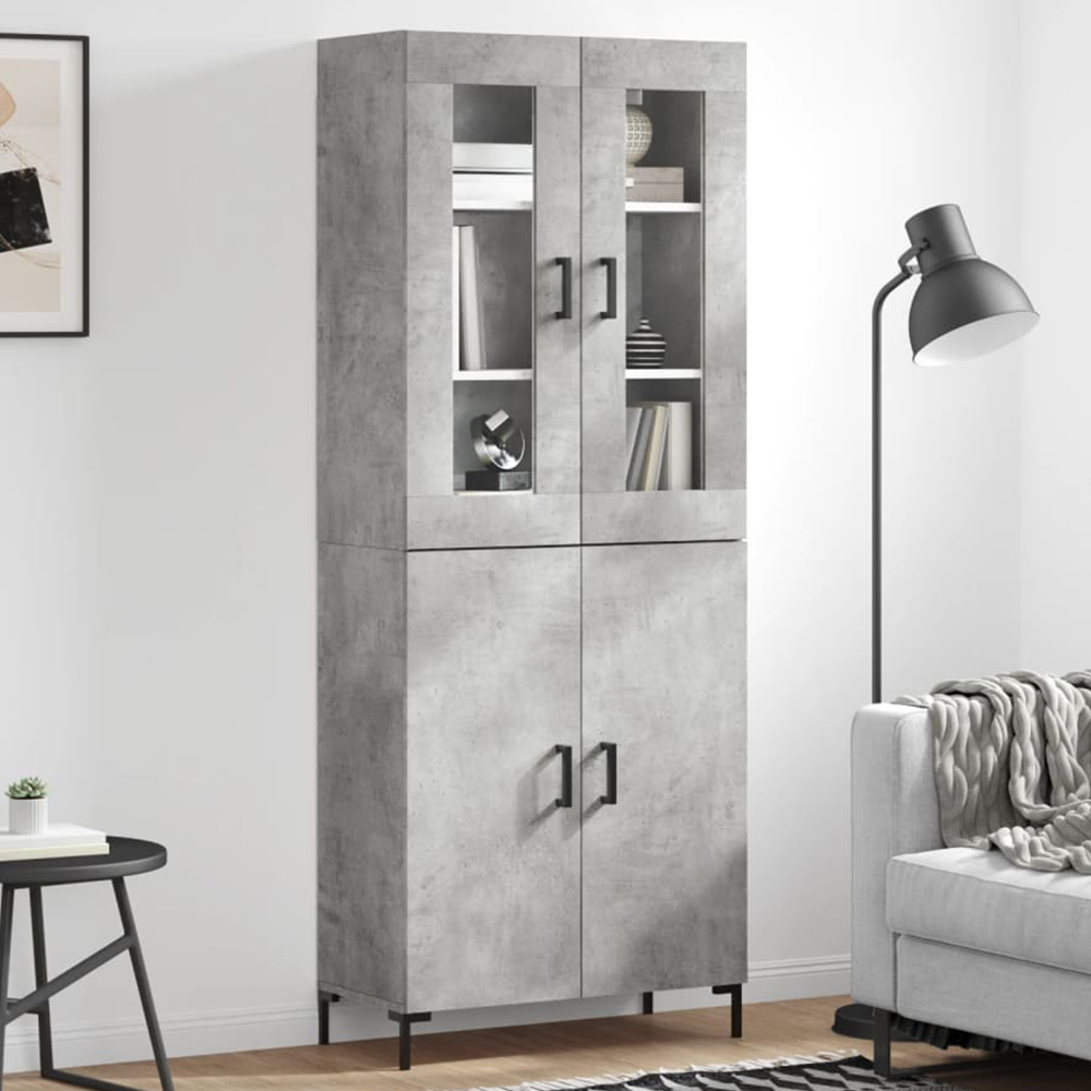 vidaXL 4 Door Concrete Grey Highboard Image 1