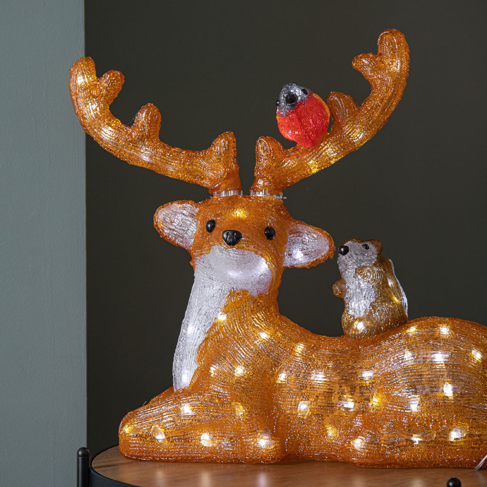 Samuel Alexander Warm White LED Light Up Acrylic Sitting Deer with Animals Christmas Decoration 40cm Image 4