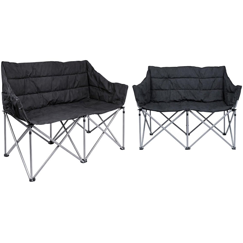 Harbour Housewares 2 Seater Black Padded Foldable Camping Chair 2 Pack Image 1