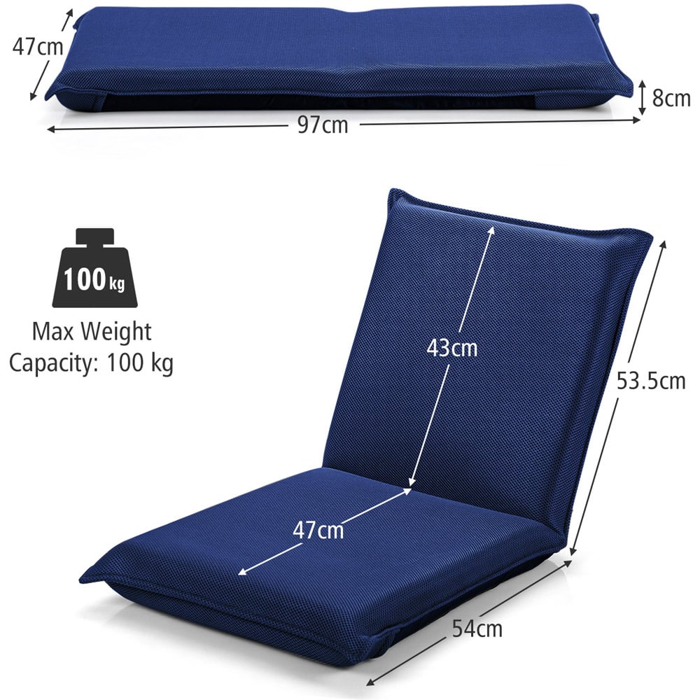 Costway Navy Foldable Floor Chair with Reclining Function Image 9