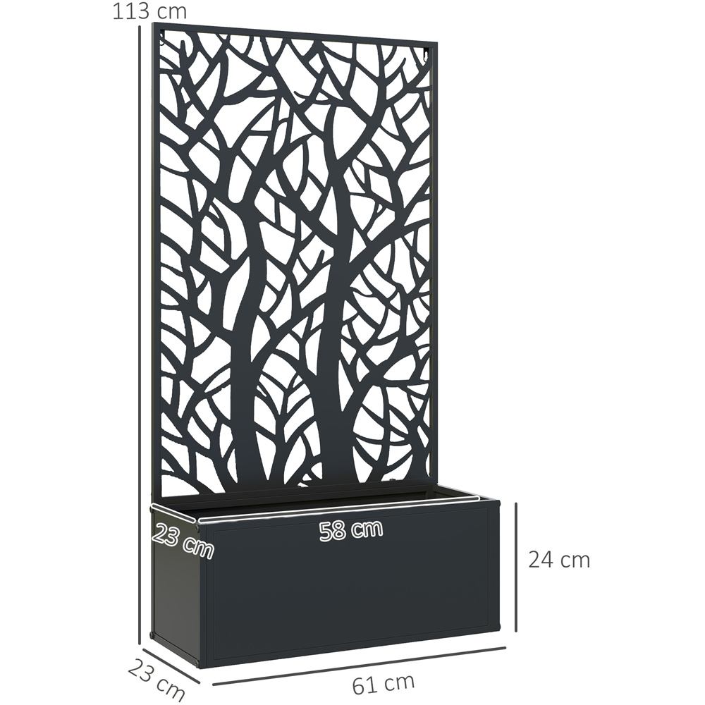 Outsunny Metal Elevated Planter Box Tree Cut-Out Raised Garden Bed with Trellis 0.7 x 1.9ft Image 7