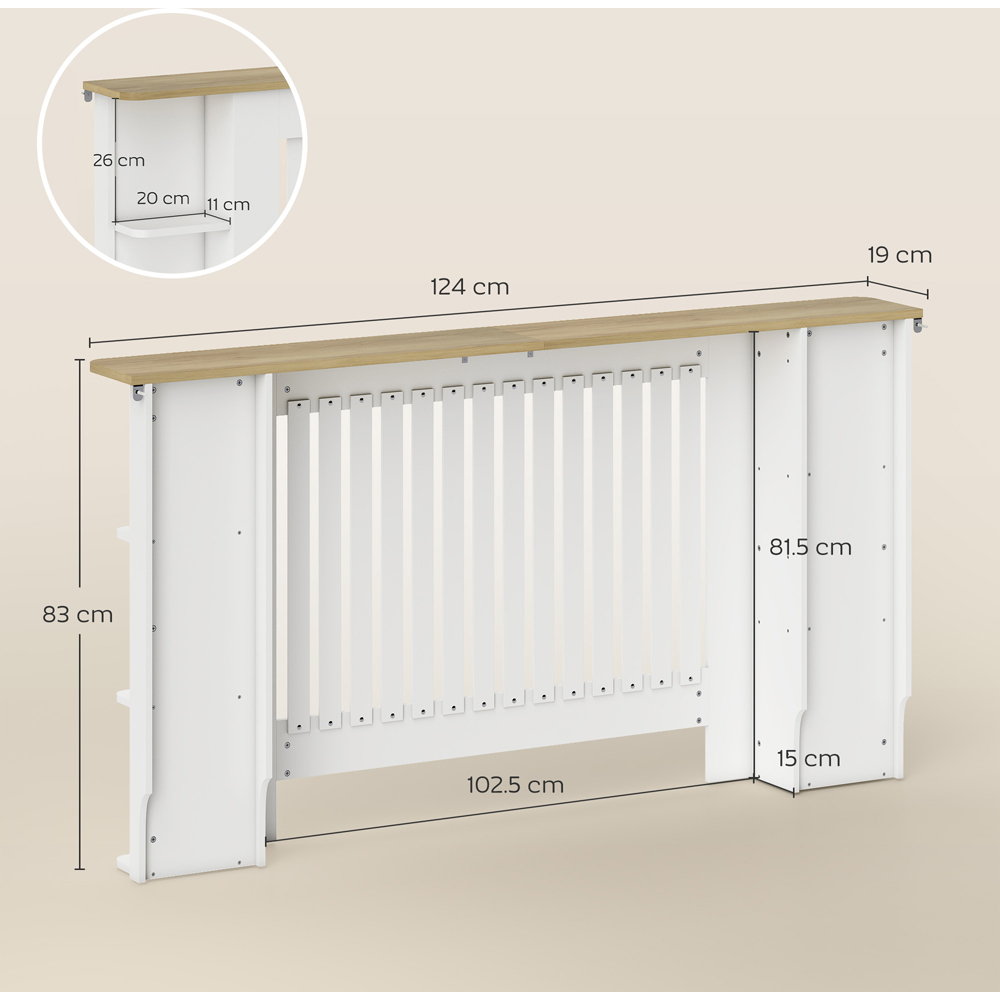 HOMCOM White Vertical Slatted Large Heater Cover Image 9