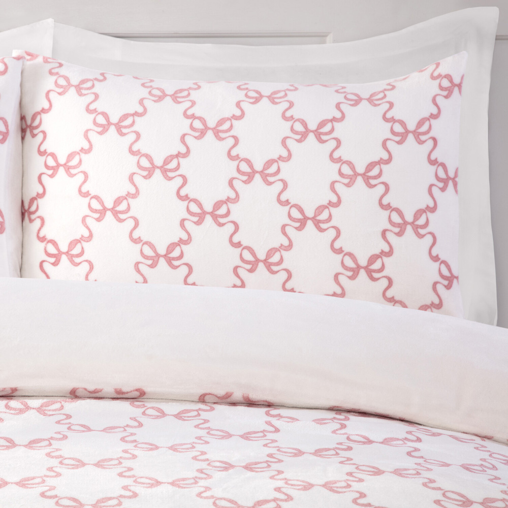 Bow Trellis Fleece Duvet Set Blush Single Image 3