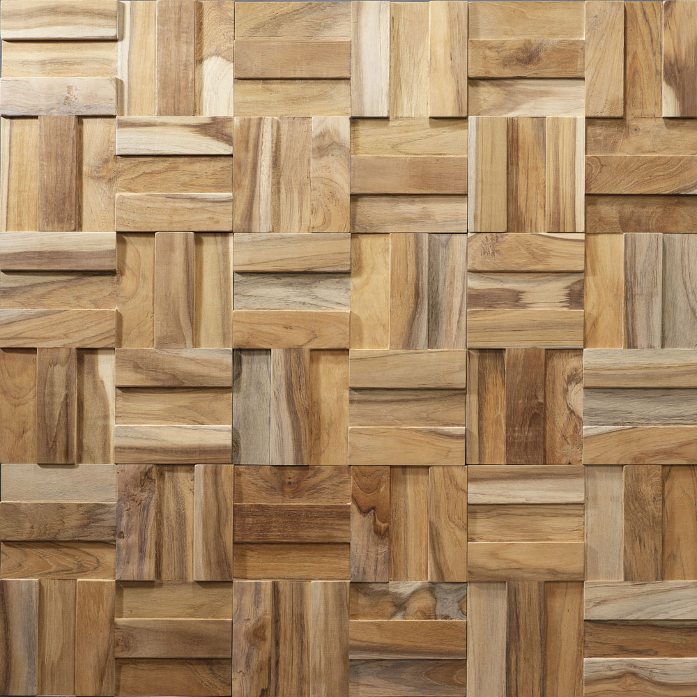 Wallsupply UltraWood Teak Cubic Interlocking 3D Wall Panel 26 x 26cm 10 Pack Image 4