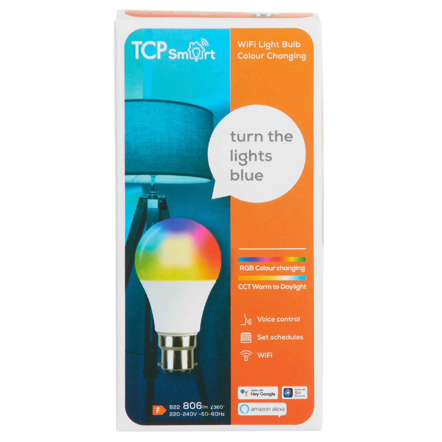 TCP WIFI LED Classic 806lm B22 RGBCCT Bulb Image 1