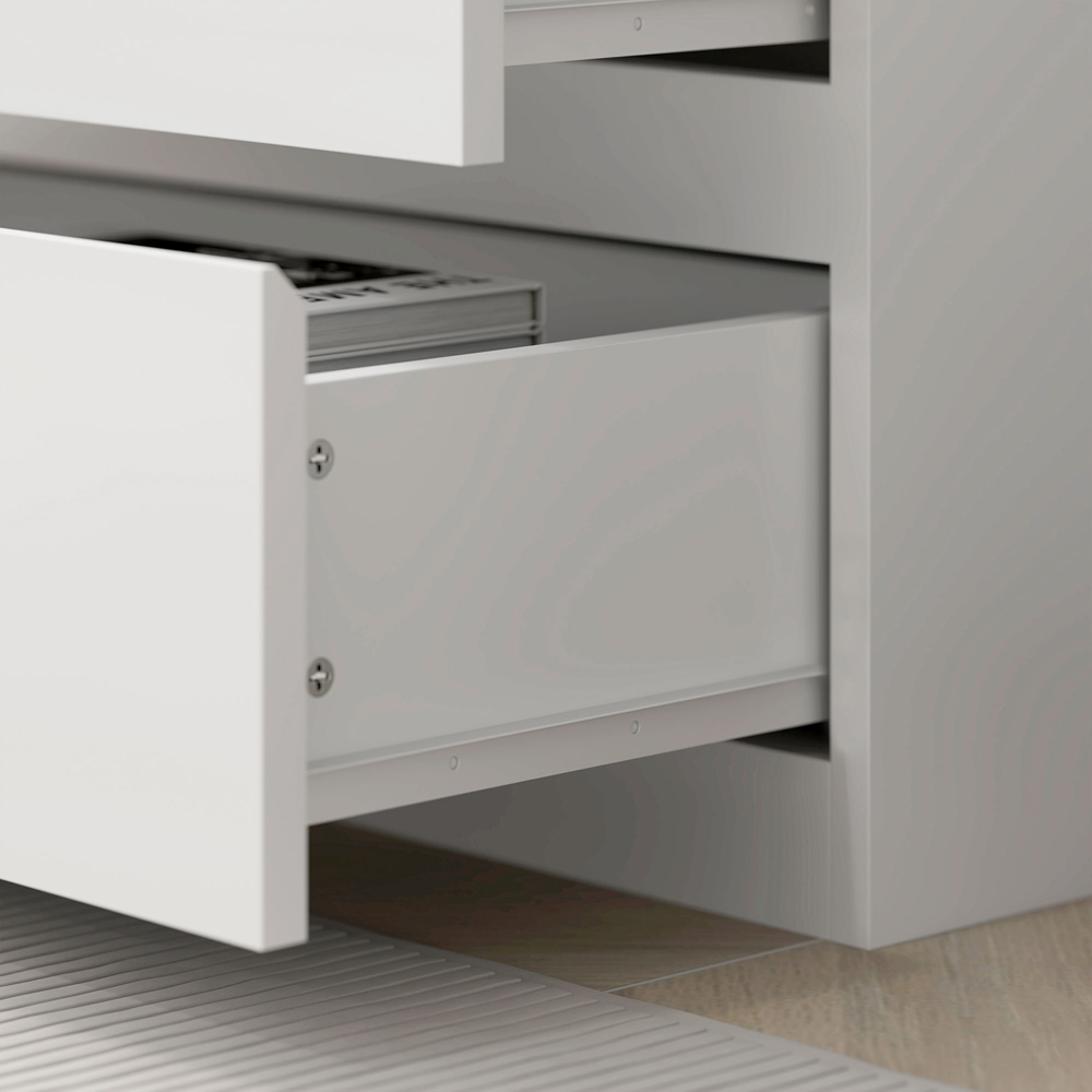 HOMCOM 3 Drawer 3 Shelf White Freestanding Tall Bookshelf Image 3