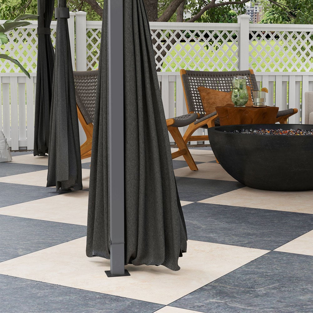 Outsunny 4 x 3m 2 Tier Black Steel Frame Garden Gazebo with Curtains Image 4