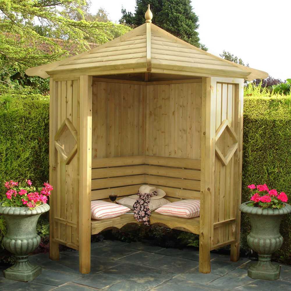 Shire 4 x 4ft Pressure Treated Corner Arbour Image 2