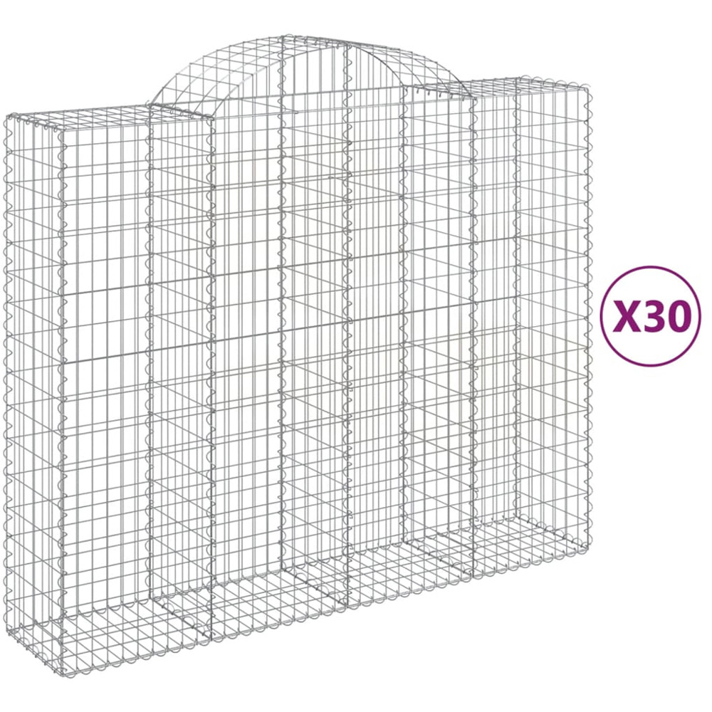 vidaXL Silver Galvanised Iron Arched Gabion Basket 200 x 50 x 160/180cm 30 Pack Image 2